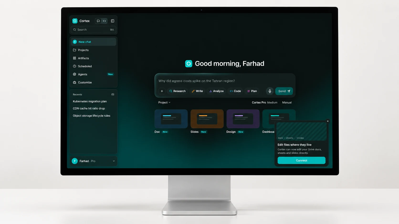 Make the controls part of the conversation. — AI-generated device mockup