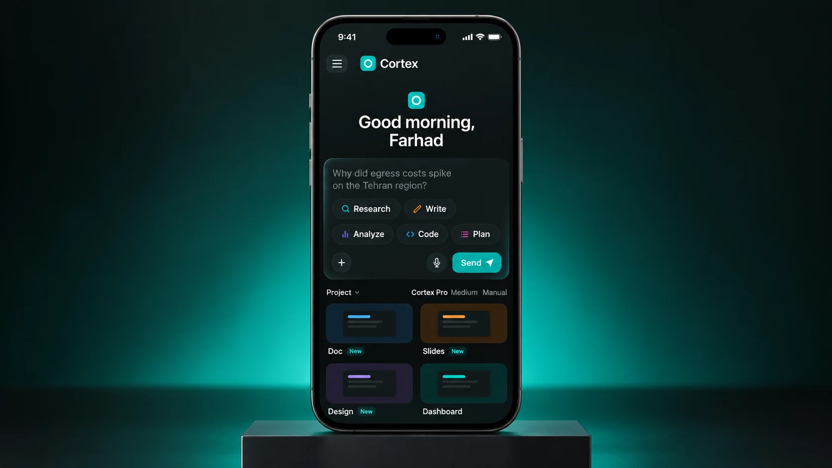 Make the controls part of the conversation. — AI-generated device mockup