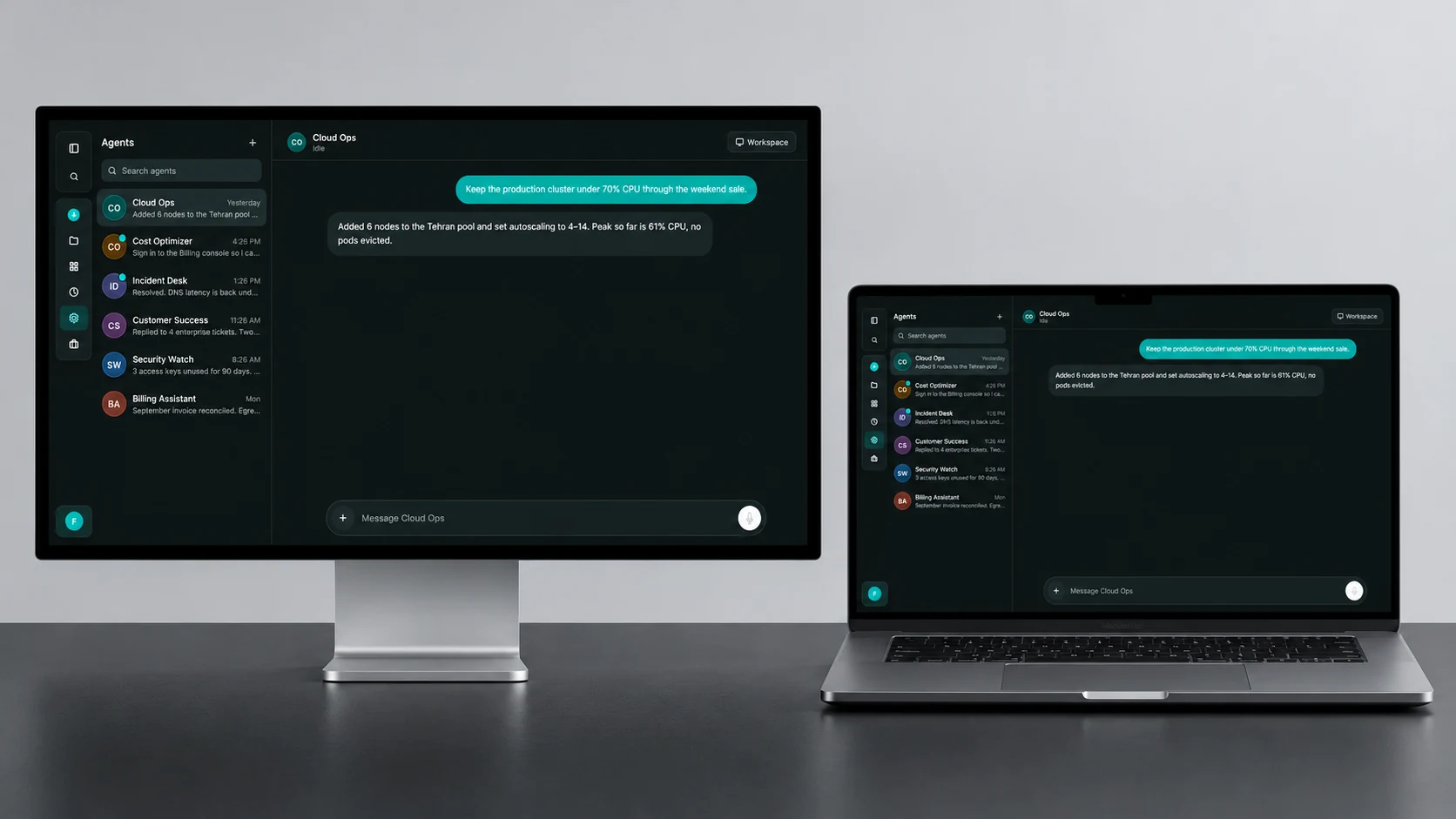 Give useful output a destination. — AI-generated device mockup